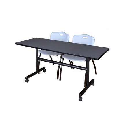 Kobe Rectangle FlipTop Table, 60" W, 29" H, Laminate Top, Gray MKFT6030GY47GY